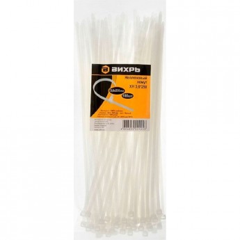 Хомут ВИХРЬ нейлоновый 3,6*250 Б (100 шт)